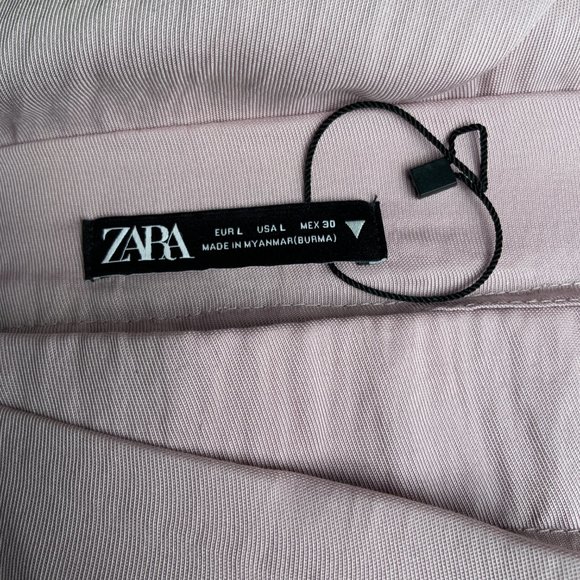 Zara Wide Leg Full Length Cargo Asymmetrical Pants Trousers Lavender Size L - Picture 12 of 14
